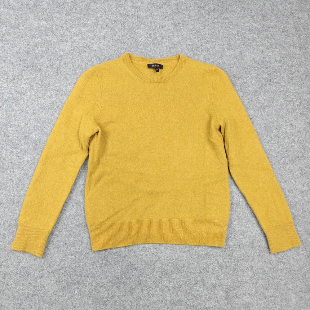 Quince Sweater Womens Small Petite (Fits XXS) Yellow Cashmere Crewneck Knit